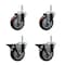Service Caster 4 Inch Maroon Polyurethane Wheel Swivel 58 Inch Threaded Stem Caster Set 2 Brakes SCC SCC-TS20S414-PPUB-MRN-58212-2-PLB-2 - alternate 1